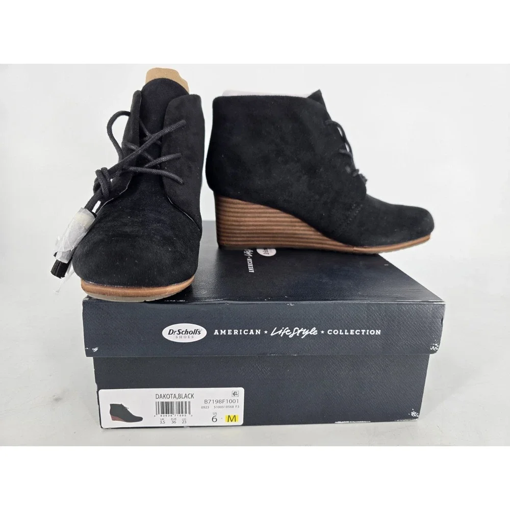 Dr Scholls Shoes Womens 6 M Dakota Wedge Heels‎ Ankle Booties Black Velvet